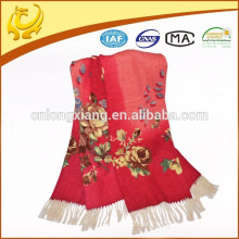 Kashmir New Fashion Style Yarn Dyed Handmade 100% Wool Printed Shawl With Long Tassel